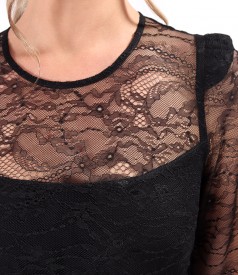 Rochie eleganta din dantela fina cu motive florale