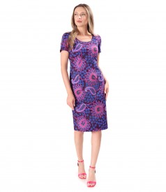 Rochie eleganta din bumbac elastic imprimat