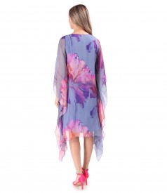 Rochie fluture din voal de matase naturala imprimata cu motive florale