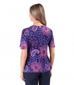 Bluza eleganta din jerse elastic cu maneci ample