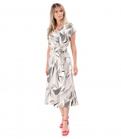 Rochie midi din satin de viscoza cu cordon in talie