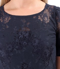 Rochie eleganta din dantela cu bumbac cu motive florale
