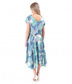 Rochie midi din viscoza cu matase naturala imprimata digital