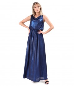 Rochie lunga de ocazie din jerse elastic cu efect lucios