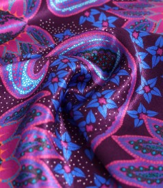 Rochie midi pe bie din satin de viscoza imprimata cu motive paisley