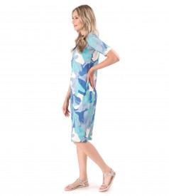 Rochie din jerse elastic imprimat cu motive florale