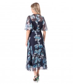 Rochie midi din voal fin imprimat cu motive florale