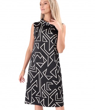 Rochie lejera din satin imprimat cu motive geometrice