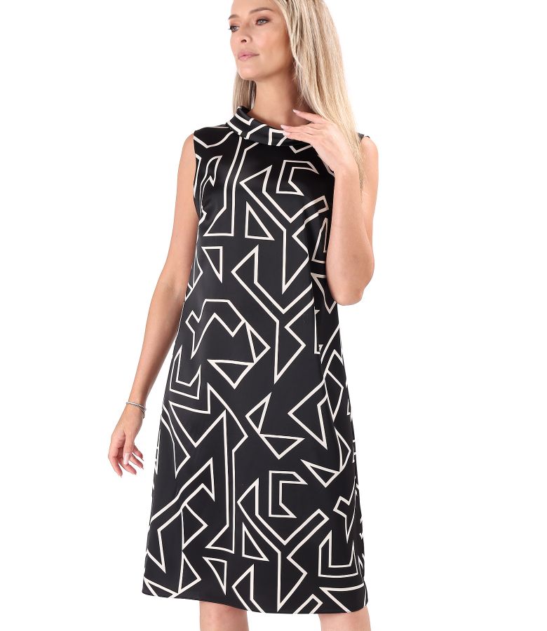 Rochie lejera din satin imprimat cu motive geometrice