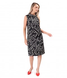 Rochie lejera din satin imprimat cu motive geometrice